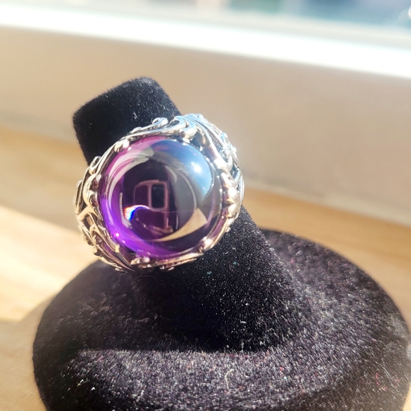 Silver Ring with Purple Gemstone - Picture 4 of 6